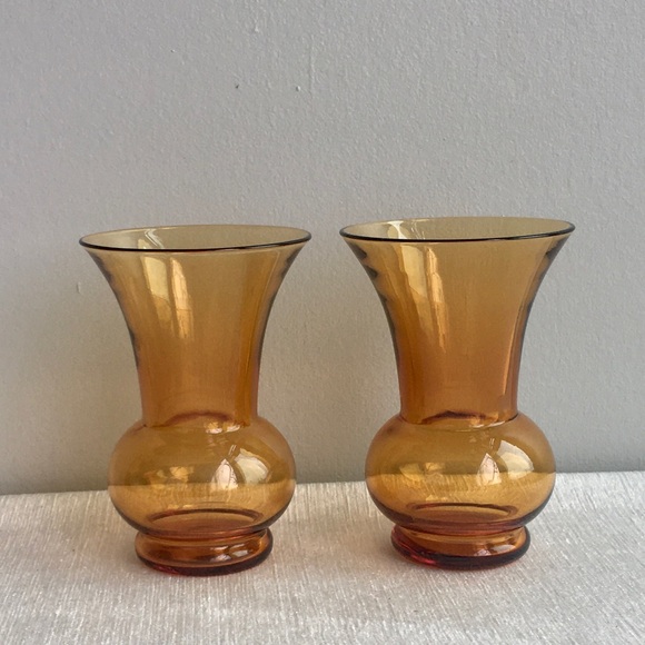 Accents 2 Two Vintage Amber Glass Vases Poshmark
